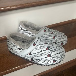 Champion Varsity Reflective Silver/Grey Slippers size 12- NWOT